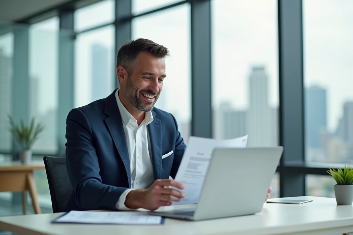 Conseiller en investissement immobilier Orpi Invest Immo examinant des documents dans un bureau moderne en 2026