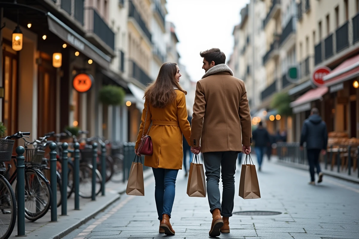 Jeune couple discutant dans une rue de Metz